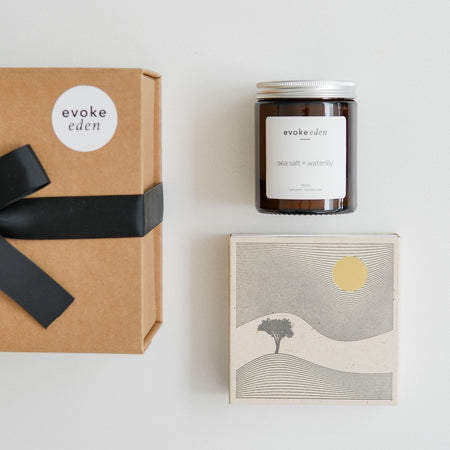 candle, matches, gift set, gift, gifting, home fragrance, luxury gift set, luxury matches, natural wax, rapeseed and coconut wax, amber jar
