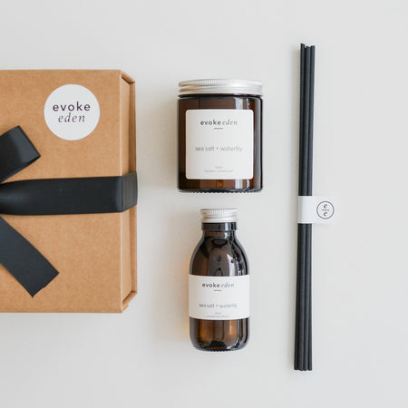 candle, matches, diffuser, gift set, gift, gifting, home fragrance, luxury gift set, luxury matches, natural wax, rapeseed and coconut wax, amber jar