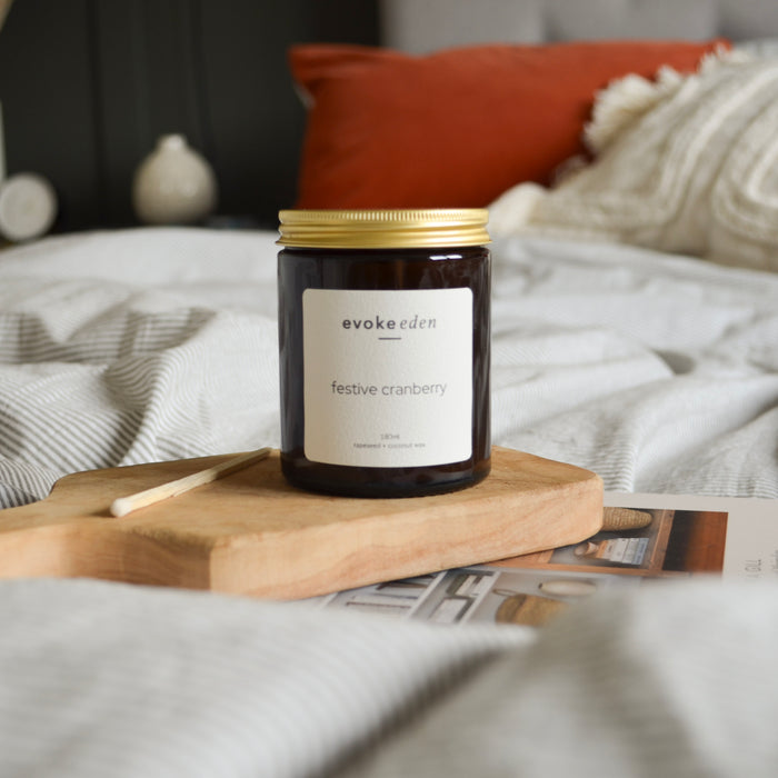 festive cranberry luxury hand-poured candle