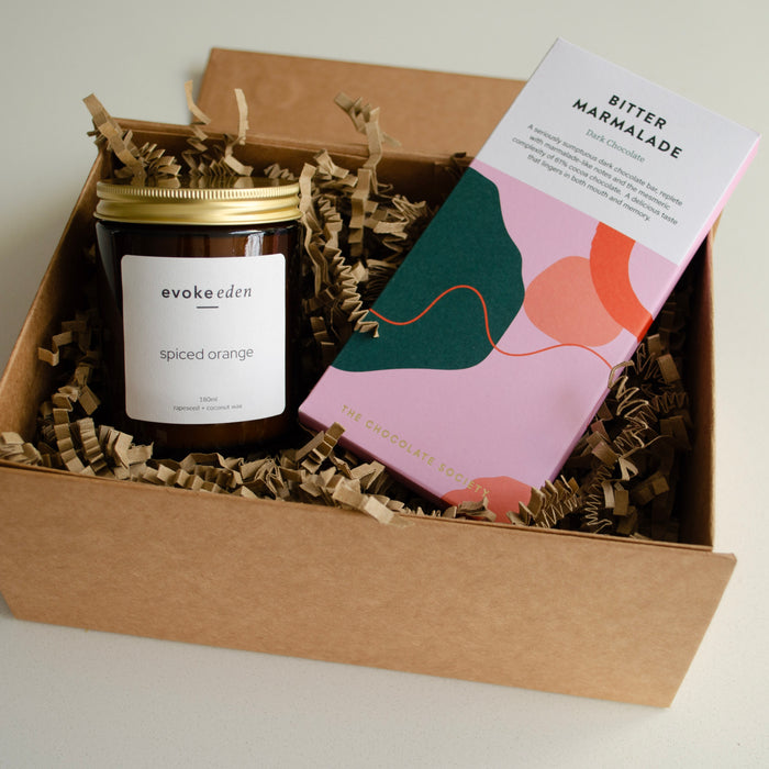 candle and chocolate, luxury hand-poured gift set