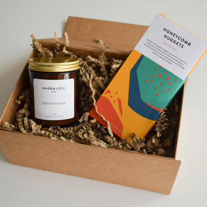 candle and chocolate, luxury hand-poured gift set