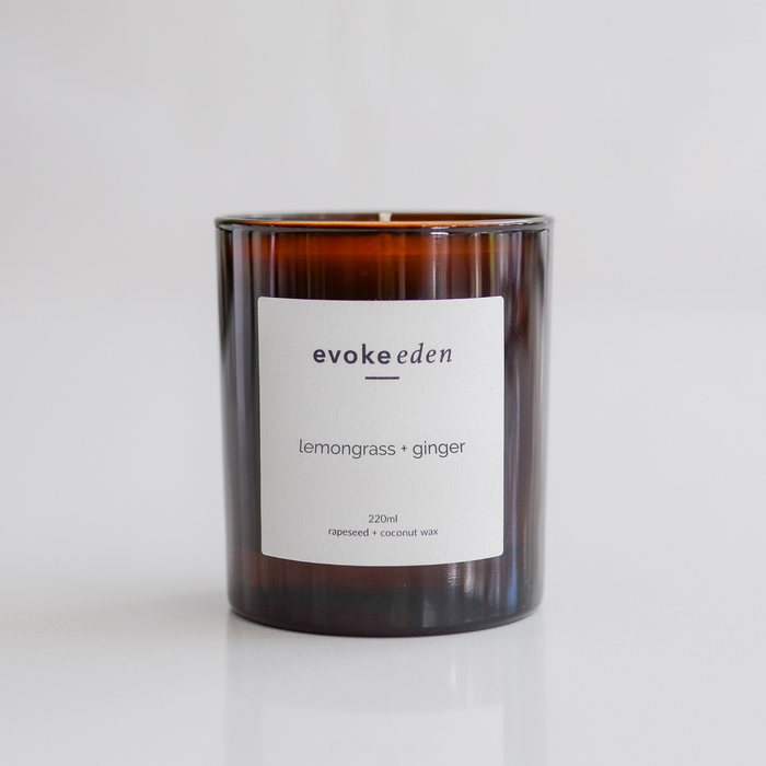 luxury natural wax candle with lemongrass and ginger hand-poured in the UK