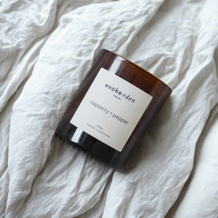 raspberry + pepper luxury hand-poured candle