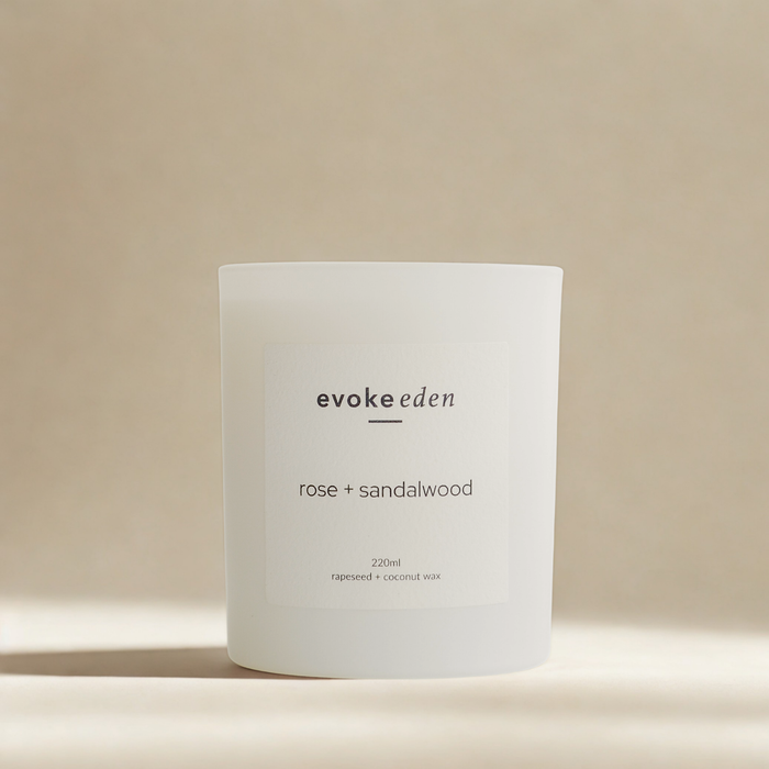 rose + sandalwood luxury hand-poured candle