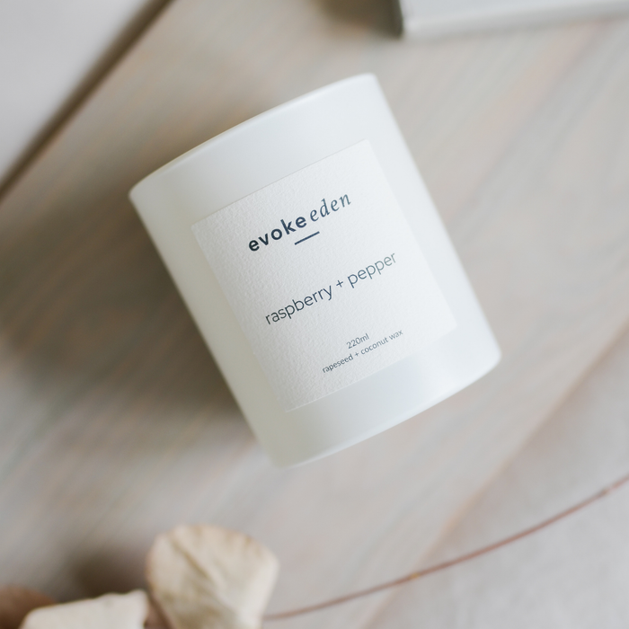 raspberry + pepper luxury hand-poured candle